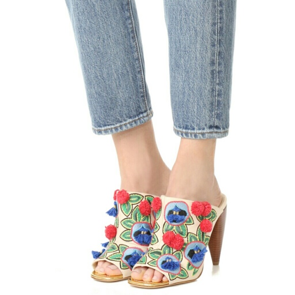 Tory Burch Shoes - TORY BURCH ELLIS MULES EMBROIDERE FLORALS 9 NWBOX